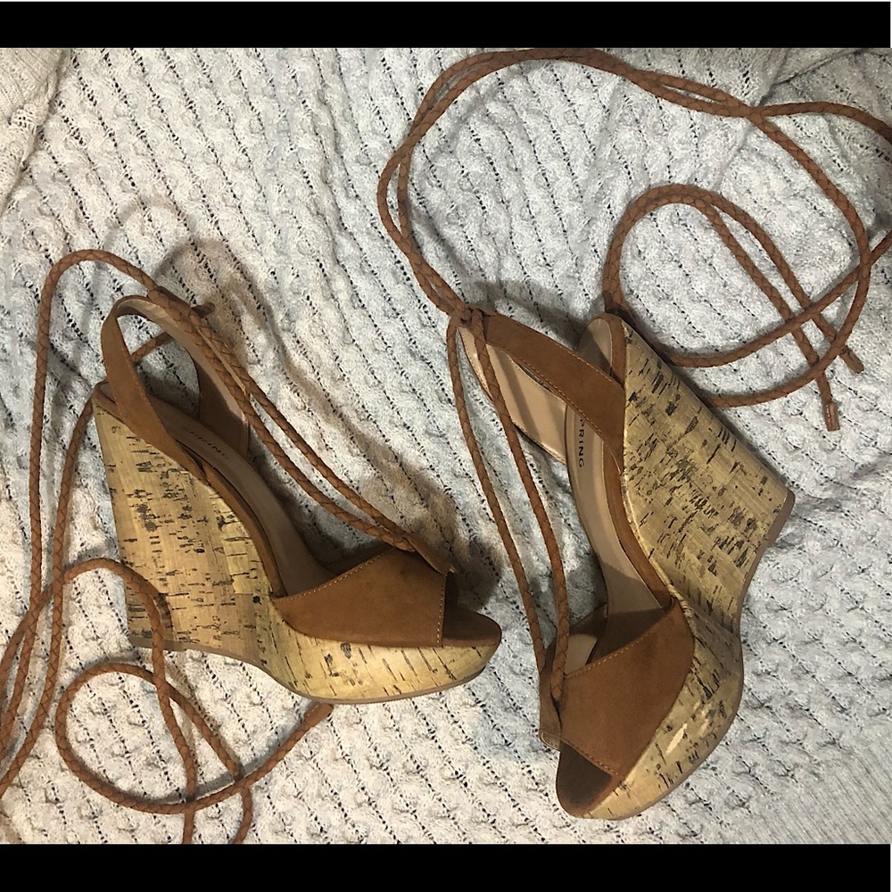 Call It Spring ankle wrap cork wedges